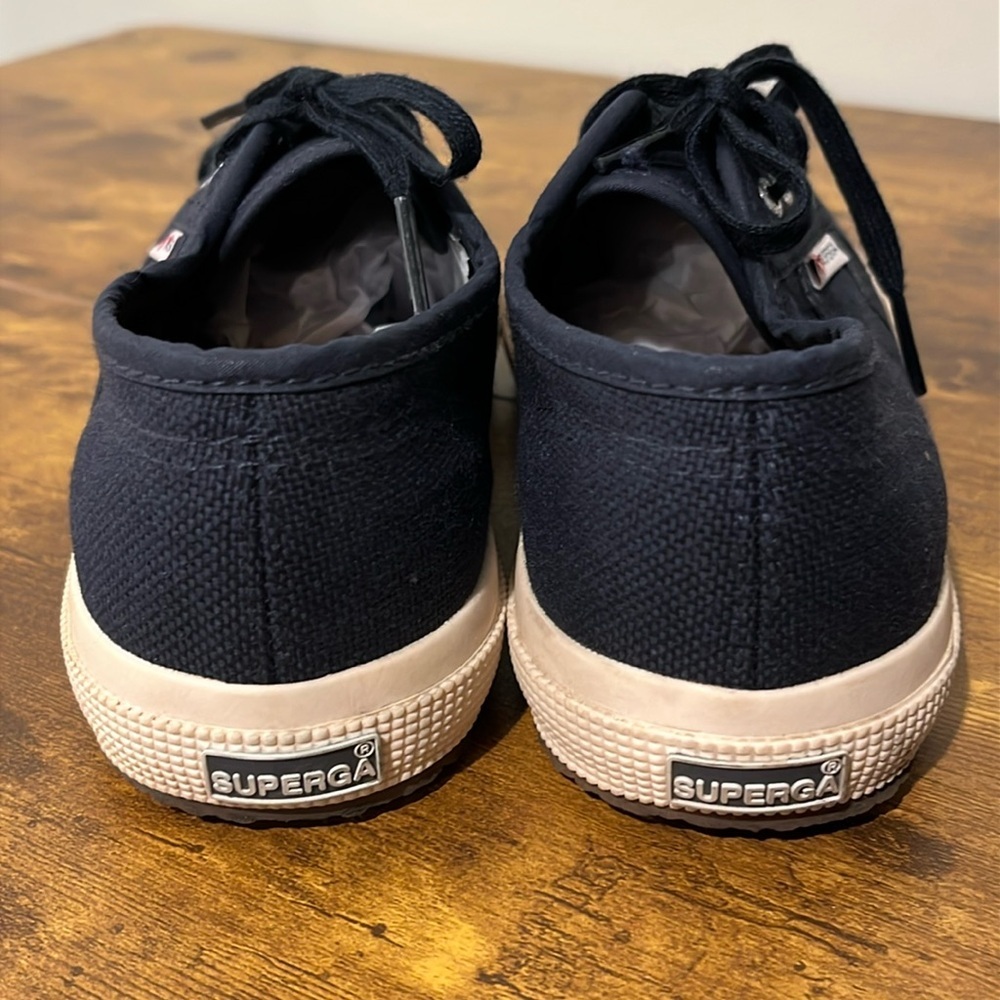 SUPERGA COTU 2750 Canvas Casual Sneakers Kids 2 Classic Navy  Sneakers Like New - Picture 5 of 9